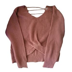 Vintage Top Sweater Women Size L Poof Apparel  Faux Wrap Super Stylish V Back